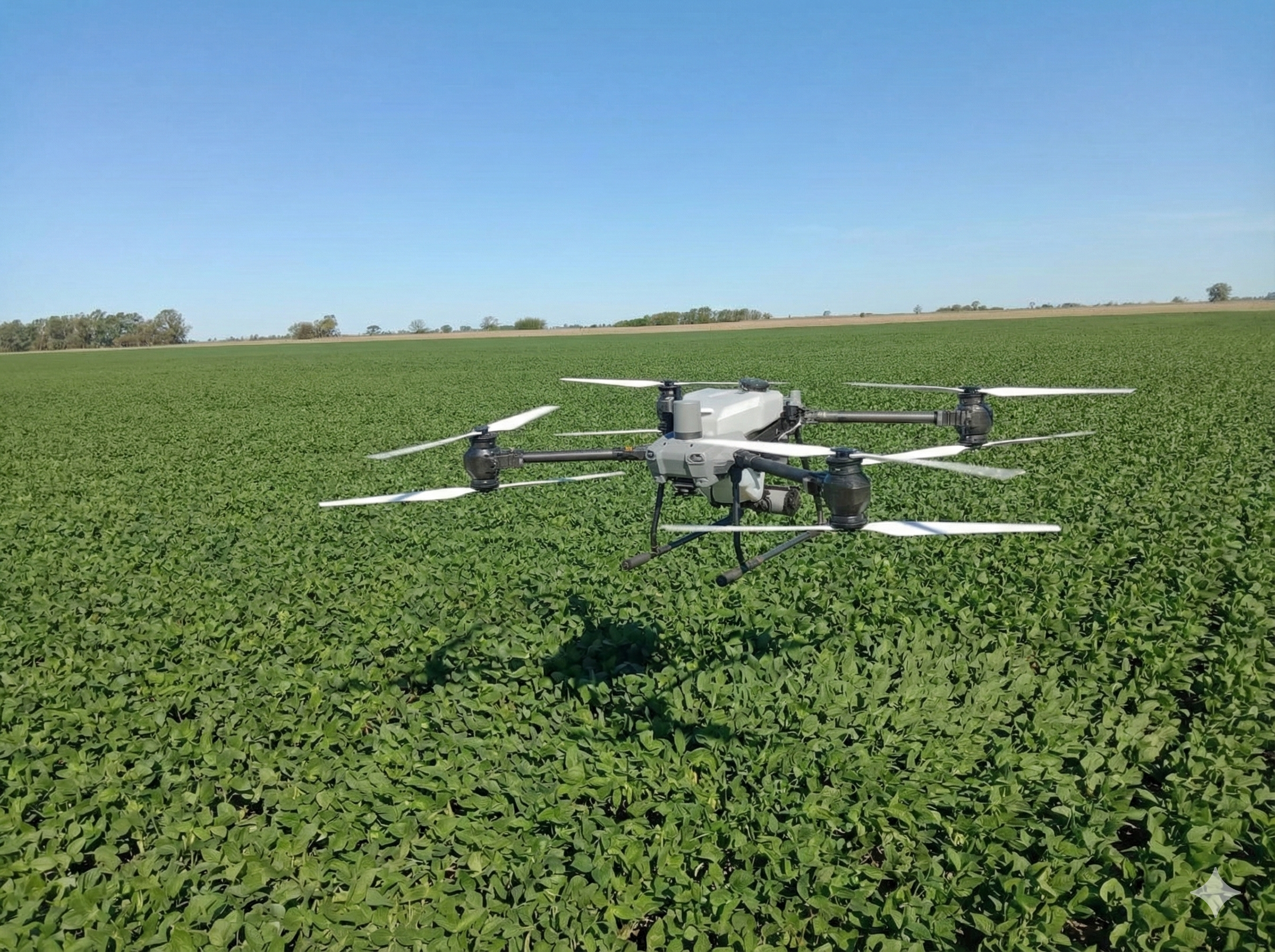 Drone sobre cultivo soja